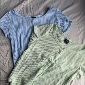 2-Pack of Button Up Art Class Tees In Green & Blue